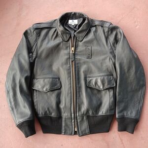 VTG VF Imagewear A-2 Flight Bomber USGI Goatskin Jacket Sz Small 36 Zip 90s Y2K